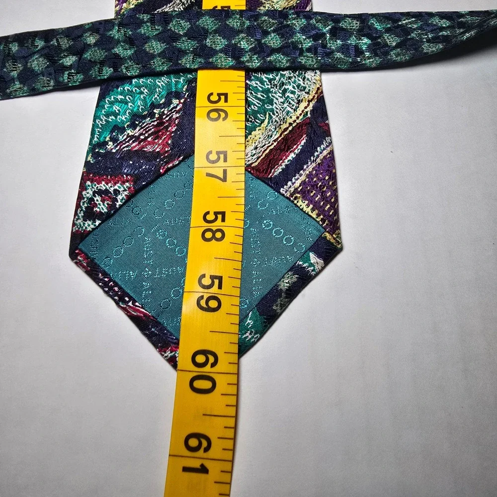 Coogi Australia Mens Silk Necktie Abstract Multi-Color Woven Vintage Design